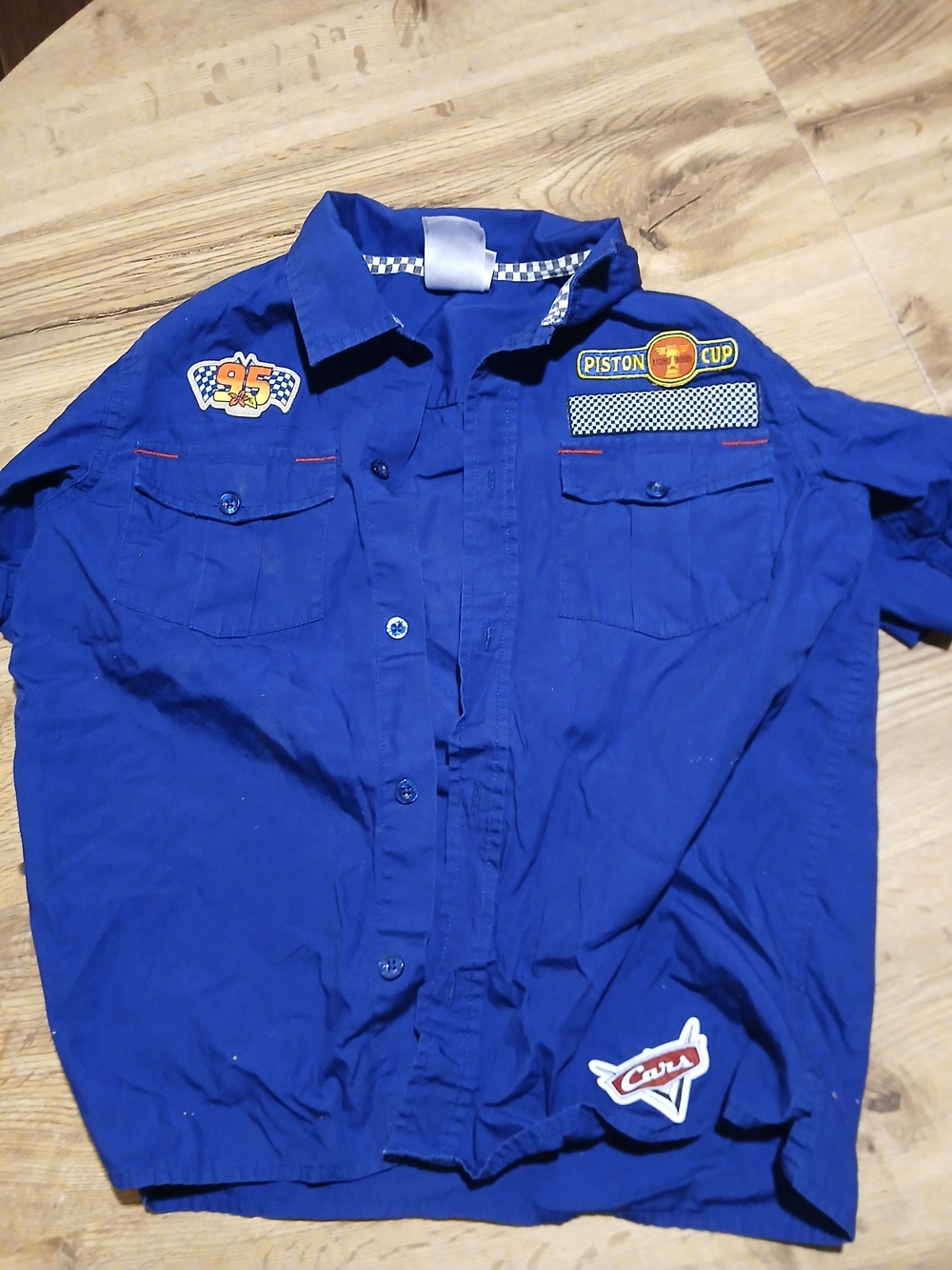 Cars Themed Blue Short-Sleeve Button Shirt